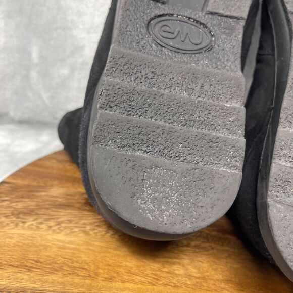 EMU Boots Mens 12 Black Suede Australian Sheepskin Lined Wallabee Style Juc Lo - Picture 15 of 16